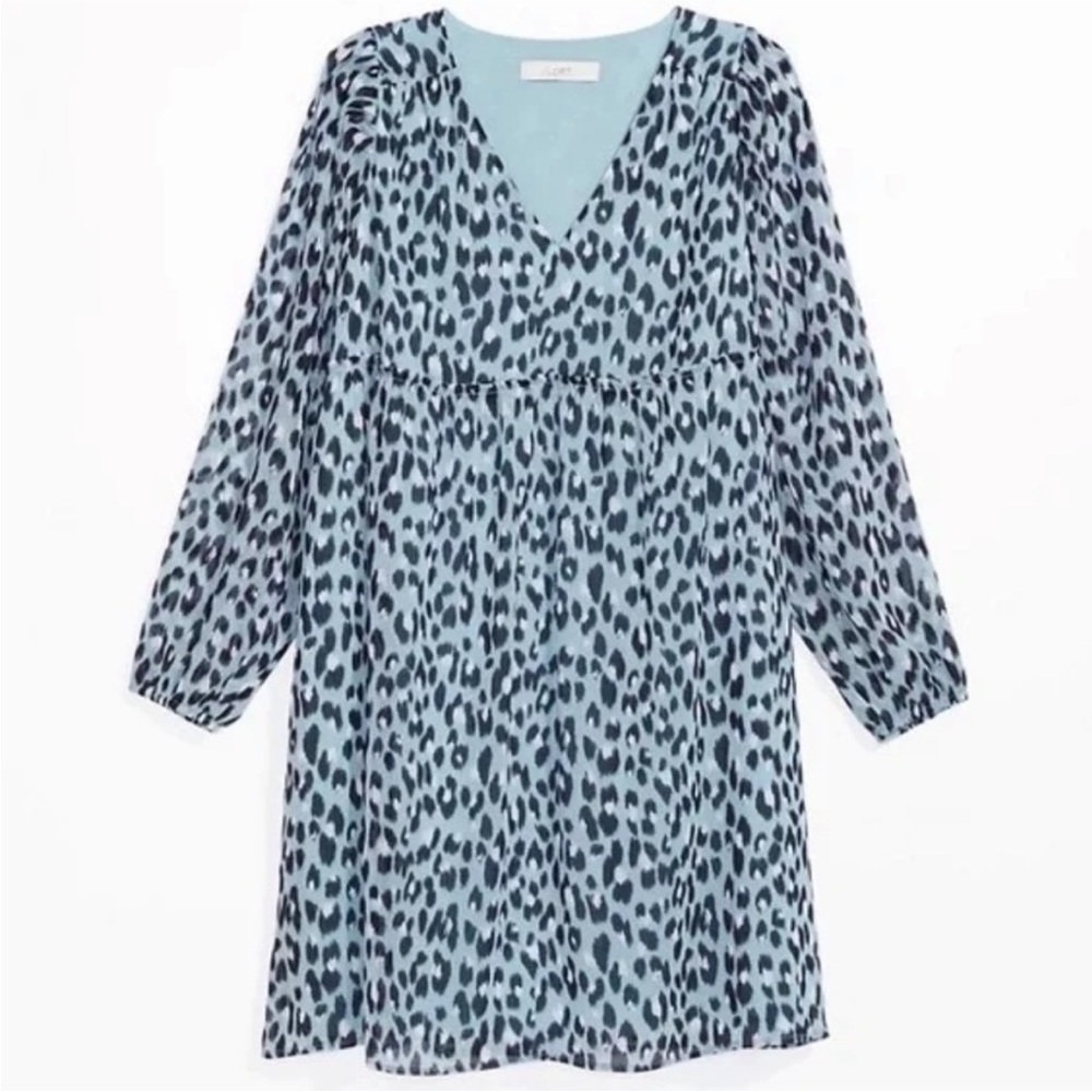 Ann Taylor Loft Maternity Blue Leopard Print V-Neck Swing Dress - Picture 2 of 6